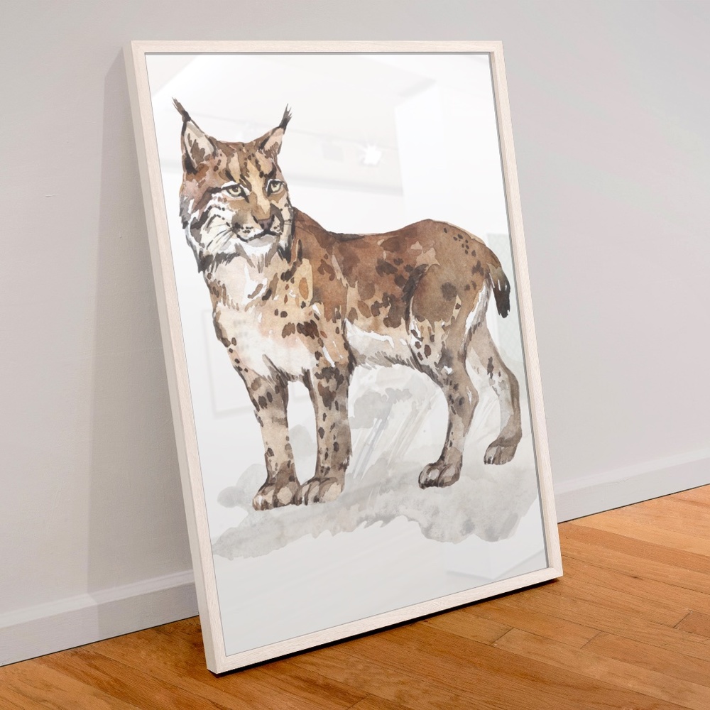 Wall Art Watercolor Lynx Bobcat Illustration Print Poster Unframed - Picture 5 of 17